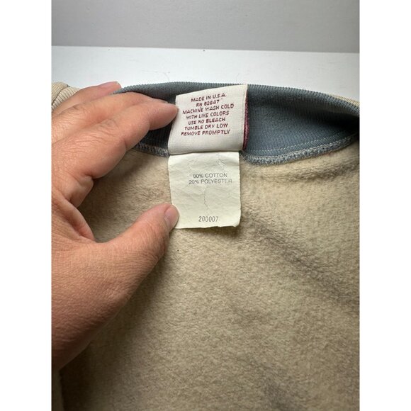 Art Unlimited Men’s Vintage Cardigan Native Feather Print Beige Button Up L - Picture 3 of 5